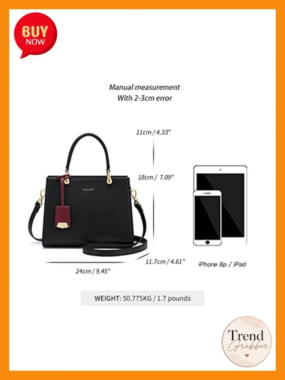 Genuine Leather Satchel Tote Shoulder Bag with Zipper